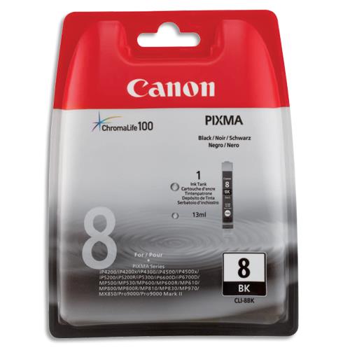 CANON Cartouche Jet d'encre Noir CLI8BK (dont eco-taxe de 0,01 €)