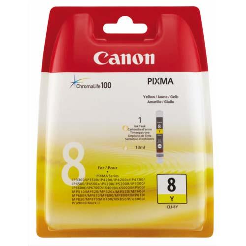 CANON Cartouche Jet d'encre Jaune CLI 8Y (dont eco-taxe de 0,01 €)