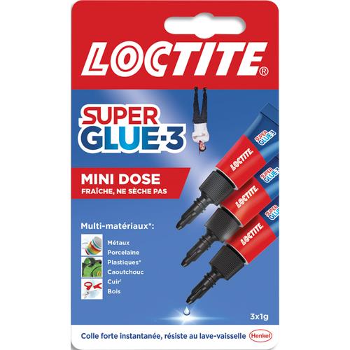 SUPER GLUE Blister de 3 colles Cyanoacrylates SUPERGLUE-3P Liquide Universal Tube 1g