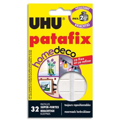 UHU Etui de 32 pastilles PATAFIX Blanche Home Déco résistance 2kg