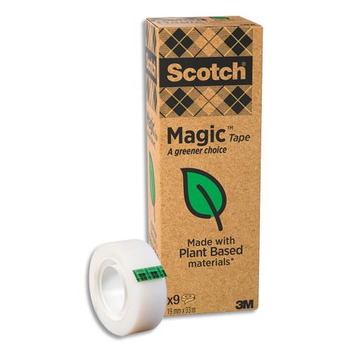 SCOTCH Boîte de 9 rubans Scotch Magic bague carton recyclé, 19mmx33m