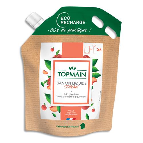 TOPMAIN Recharge 2.5L Savon liquide. Enrichi en glycérine. Testé dermatologiquement. Parfum pêche