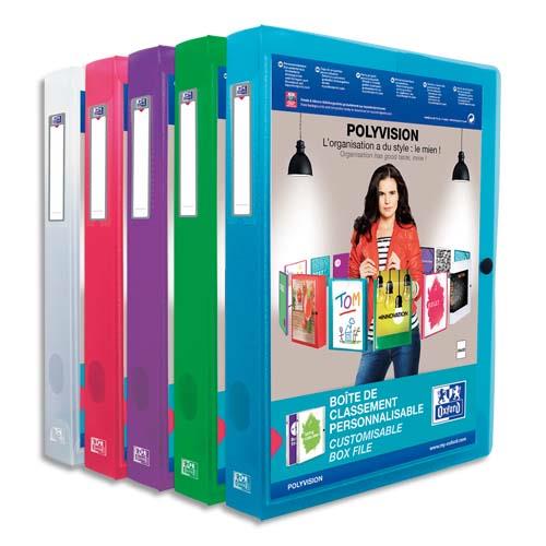 OXFORD Boîte de classement OXFORD POLYVISION 24 x 32 cm dos 40 mm en PP translucide assorti