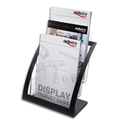 DEFLECTO Porte-brochures 3 compart. A4 Contemporary + porte cartes A4 L28,9xH34,9xP15,6 cm transparent