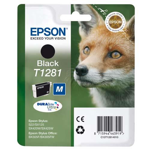 EPSON Cartouche Jet d'Encre DURABrite Ultra Ink Black ''Renard'' T1281 - C13T12814012 (dont eco-taxe de 0,01 €)