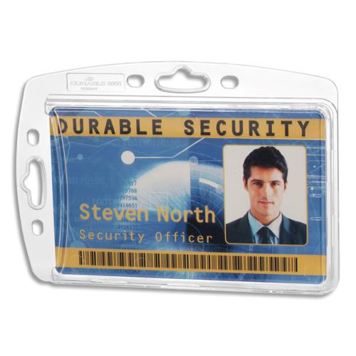 DURABLE Boîte 10 Porte-badges fermé pour 1 carte format portrait ou paysage - L85 x H54 mm - Transparent