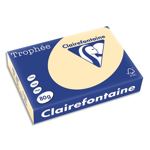 CLAIREFONTAINE Ramette de 500 feuilles papier couleur TROPHEE 80 grammes format A4 chamois 1787