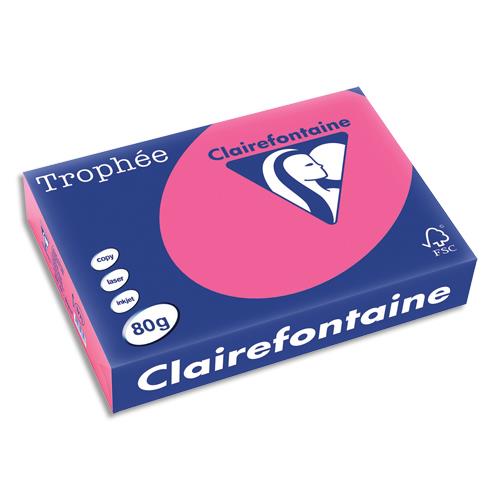 CLAIREFONTAINE Ramette de 500 feuilles papier couleur TROPHEE 80 grammes format A4 Rose Fuchsia 1771