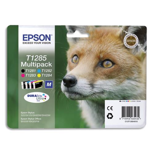 EPSON Multipack Cartouches Jet d'Encre DURABrite Ultra N/C/M/J ''Renard'' (T1285) - C13T12854012 (dont eco-taxe de 0,02 €)