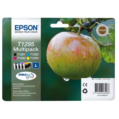 EPSON Multipack Cartouches Jet d'Encre DURABrite Ultra N/C/M/J ''Pomme'' (T1295) - C13T12954012 (dont eco-taxe de 0,02 €)