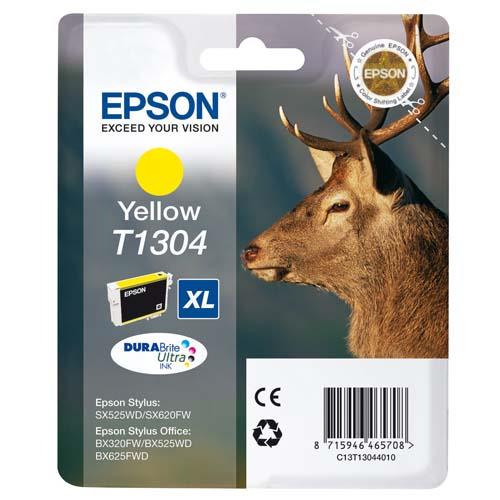 EPSON Cartouche Jet d'Encre DURABrite Ultra Jaune (XL) ''Cerf'' - C13T13044012 (dont eco-taxe de 0,01 €)