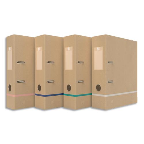 OXFORD Classeur à levier TOUAREG dos 8cm. Kraft recyclé. Coloris beige liseret assortis