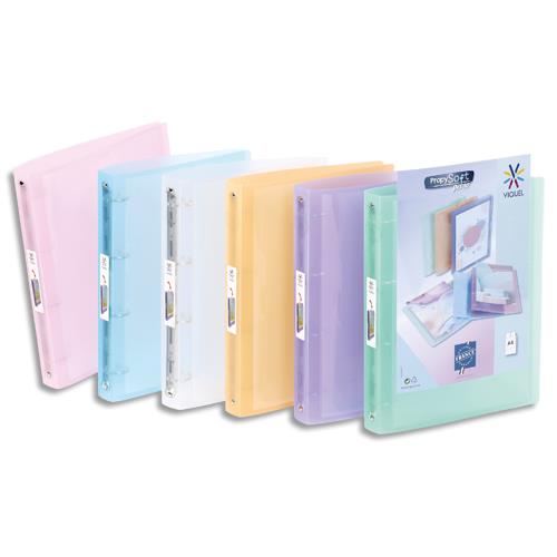 VIQUEL Classeur personnalisable PROPYSOFT PP 7/10ème, dos 3,5 cm, coloris assortis, 4 anneaux ronds