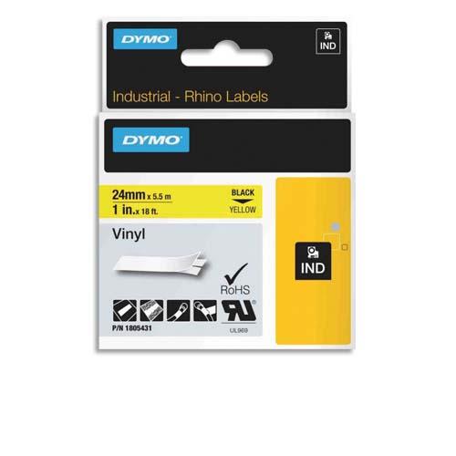 DYMO Ruban Rhino 24 mm vinyl Noir sur Jaune 1805431