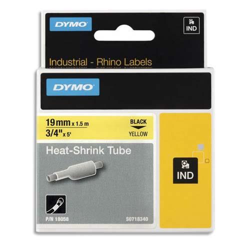 DYMO Gaine thermo-rétractable Rhino 19 mm HST Noir sur Jaune 18058