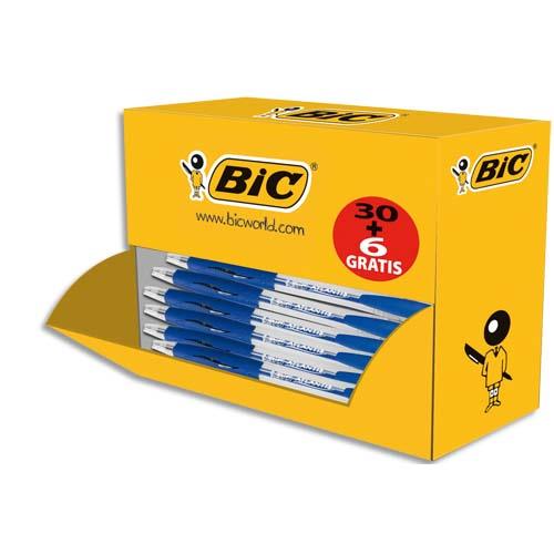 BIC Atlantis Classic Stylos-Bille Rétractables Pointe Moyenne (1,0 mm) - Bleu, Boîte de 30+6