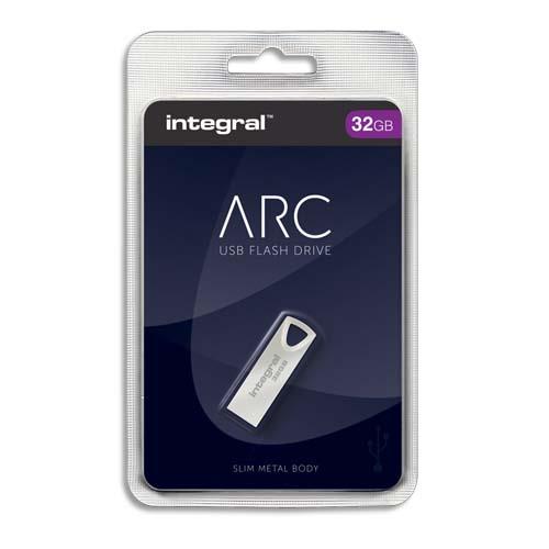 INTEGRAL Clé USB 2.0 Métal ARC 32Go INFD32GBARC (dont eco-taxe de 0,01 €) (dont taxe copie privée de 2,00 €)