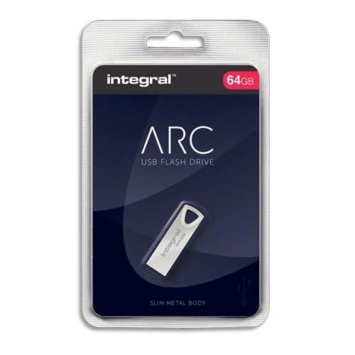 INTEGRAL Clé USB 2.0 Métal ARC 64Go INFD64GBARC (dont eco-taxe de 0,01 €) (dont taxe copie privée de 2,80 €)