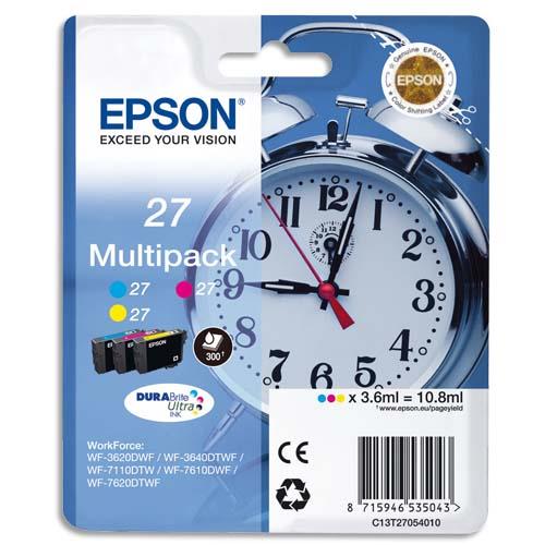 EPSON Multipack Jet d'encre 3 couleurs Cyan Magenta Jaune C13T27054012 (dont eco-taxe de 0,02 €)