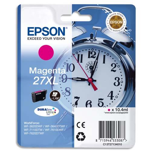 EPSON Cartouche Jet d'Encre DURABrite Ultra Magenta XL ''Réveil'' 27 - C13T27134012 (dont eco-taxe de 0,01 €)