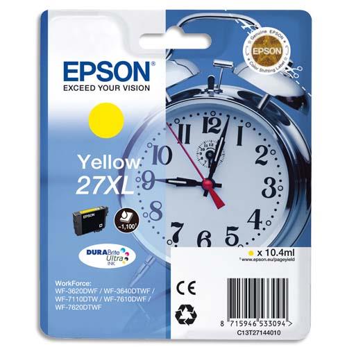 EPSON Cartouche Jet d'Encre DURABrite Ultra Jaune XL ''Réveil'' 27 - C13T27144012 (dont eco-taxe de 0,01 €)