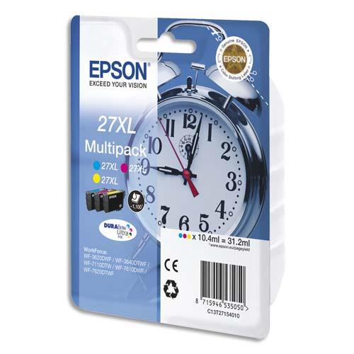 EPSON Multipack Jet d'encre 3 couleurs Cyan Magenta Jaune XL C13T27154010 (dont eco-taxe de 0,02 €)