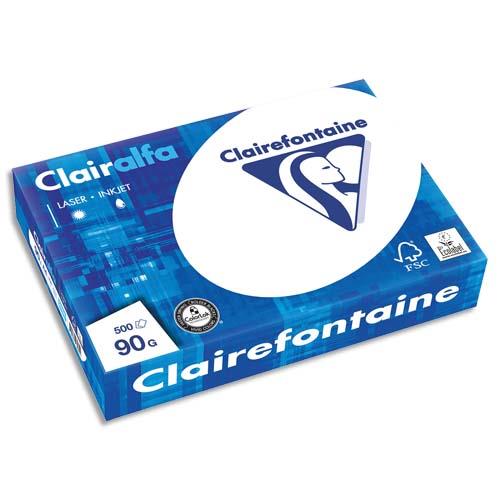 CLAIREFONTAINE Ramette de 500 feuilles papier Blanc CLAIRALFA 90 grammes format A4 2896