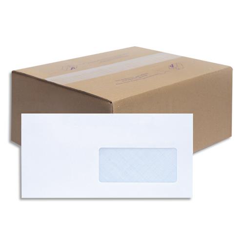 BONG Boîte de 500 enveloppes NF DL 110x220mm fenêtre 45x100mm vélin Blanc 80g auto-adhésive