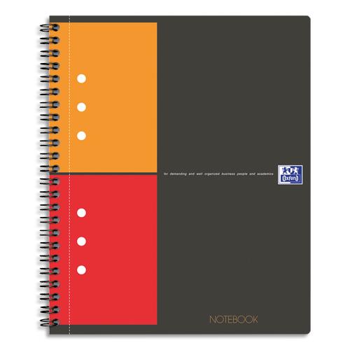 OXFORD Cahier NOTEBOOK spirale 17x21cm 160 pages perforées 80g 5x5 Couverture polypro Gris