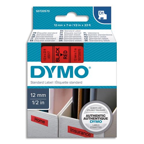 DYMO Ruban D1 Noir/Rouge 12MMX7M pour 1000/1000+/2000/3500/4500/5000/5518