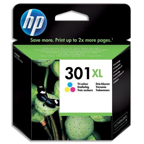 HP 301XL Cartouche d'Encre Trois Couleurs grande capacité Authentique (CH564EE) (dont eco-taxe de 0,02 €)
