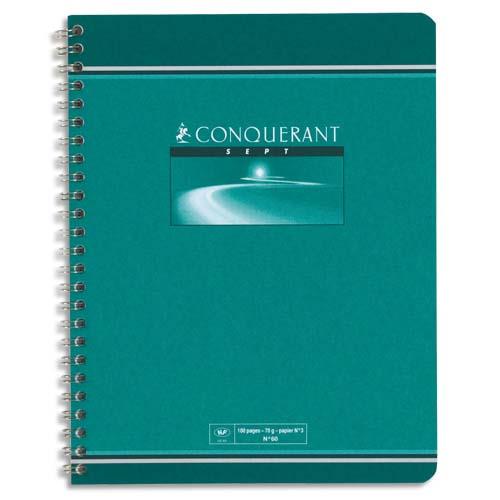 CONQUERANT C7 Cahier reliure spirale 17x22 cm 100 pages 70g petits carreaux 5x5 NF