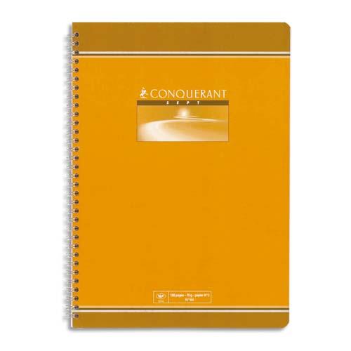 CONQUERANT C7 Cahier reliure spirale 21x29,7 cm 100 pages 70g petits carreaux 5x5