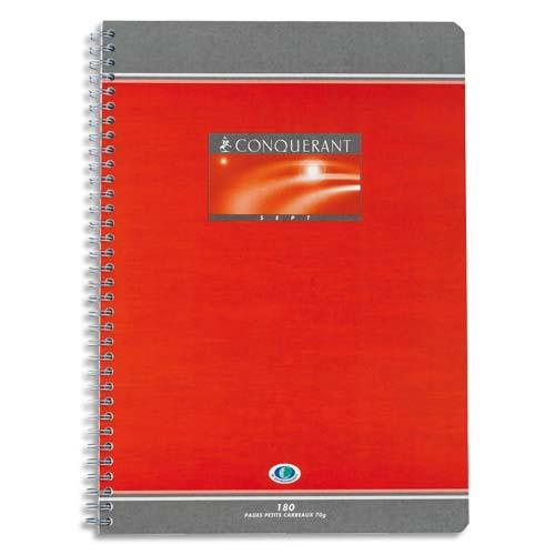 CONQUERANT C7 Cahier reliure spirale 21x29,7 cm 180 pages 70g petits carreaux 5x5 NF