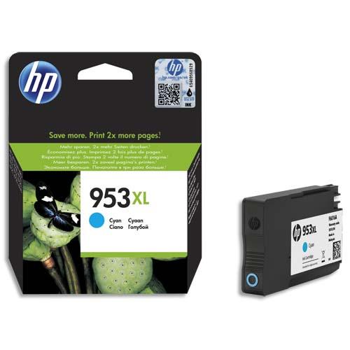HP 953XL Cartouche d'Encre Cyan grande capacité Authentique (F6U16AE) (dont eco-taxe de 0,02 €)