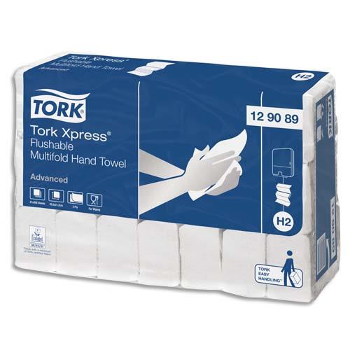 TORK Colis de 21 paquets 200 feuilles Essuie-mains Xpress interfoliés délitable Blanc 2 plis 25,5x21,2 cm