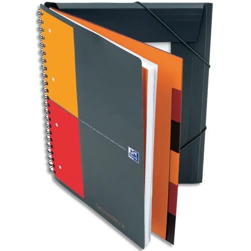 OXFORD Cahier ORGANISERBOOK spirales 160 pages perforées 80g ligné 6mm 21x31,8cm Couverture polypro orang