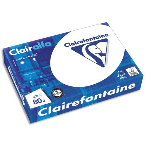 CLAIREFONTAINE Ramette de 500 feuilles papier Blanc CLAIRALFA 80 grammes format A5 1910