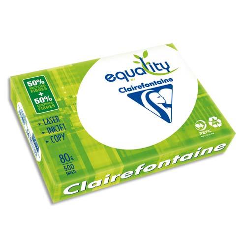 CLAIREFONTAINE Ramette 500 feuilles tres Blanc A4 80gr CIE161, 50% fibres vierges, 50% recyclées EQUALITY