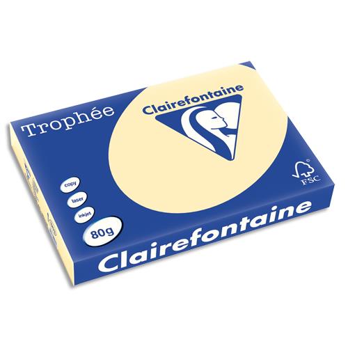 CLAIREFONTAINE Ramette de 500 feuilles papier couleur TROPHEE 80 grammes format A3 chamois 1253