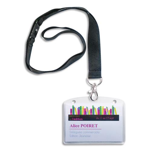 AVERY Boîte de 10 porte-badges 60 x 90 mm avec tours de cou Noirs + 16 inserts imprimables