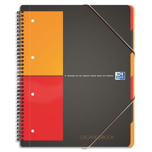 OXFORD Cahier ORGANISERBOOK spirales 160 pages perforées 80g 5x5 21x31,8cm Couverture polypro Gris