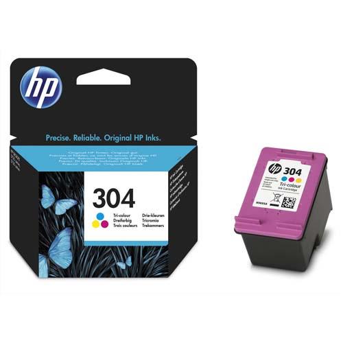 HP 304 Cartouche d'Encre Trois Couleurs Authentique (N9K05AE) (dont eco-taxe de 0,01 €)