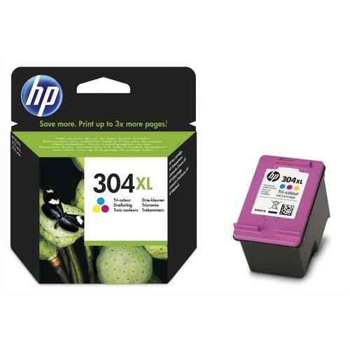 HP 304XL Cartouche d'Encre Trois Couleurs grande capacité Authentique (N9K07AE) (dont eco-taxe de 0,01 €)