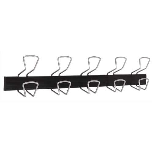 ALBA Bloc de 5 double-patères en métal, longueur 76 cm. Patère dim. P7,5 x H16,4 cm