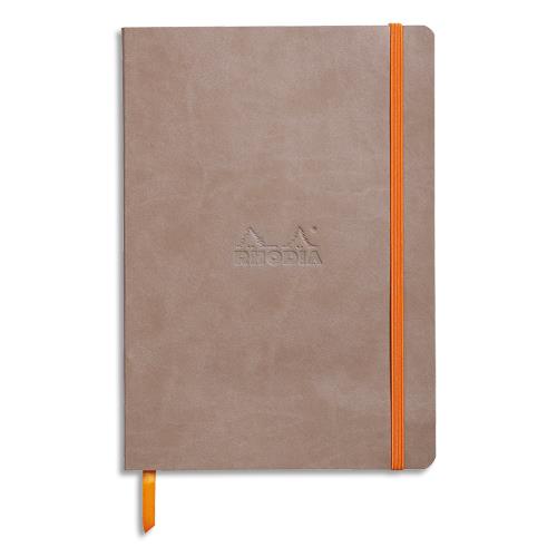 RHODIA Carnet Rhodiarama 14,8x21 160 pages lignées. Couverture simili-cuir Gris taupe