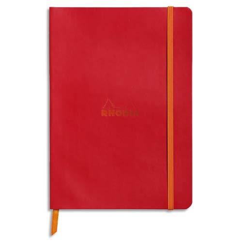 RHODIA Carnet Rhodiarama 14,8x21 160 pages lignées. Couverture simili-cuir Gris coquelicot