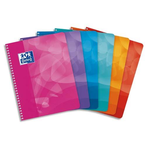 OXFORD Cahier spirale LAGOON 17x22cm 160 pages 90g 5x5. Couverture polypro assorties