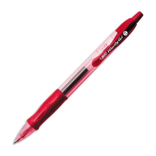 BIC Gel-ocity Stylos Gel Rétractables Pointe Moyenne (0,7 mm) - Rouge