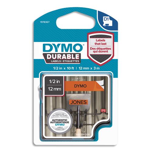 DYMO Ruban D1 Durable 12mmx3m Noir sur Orange 1978367